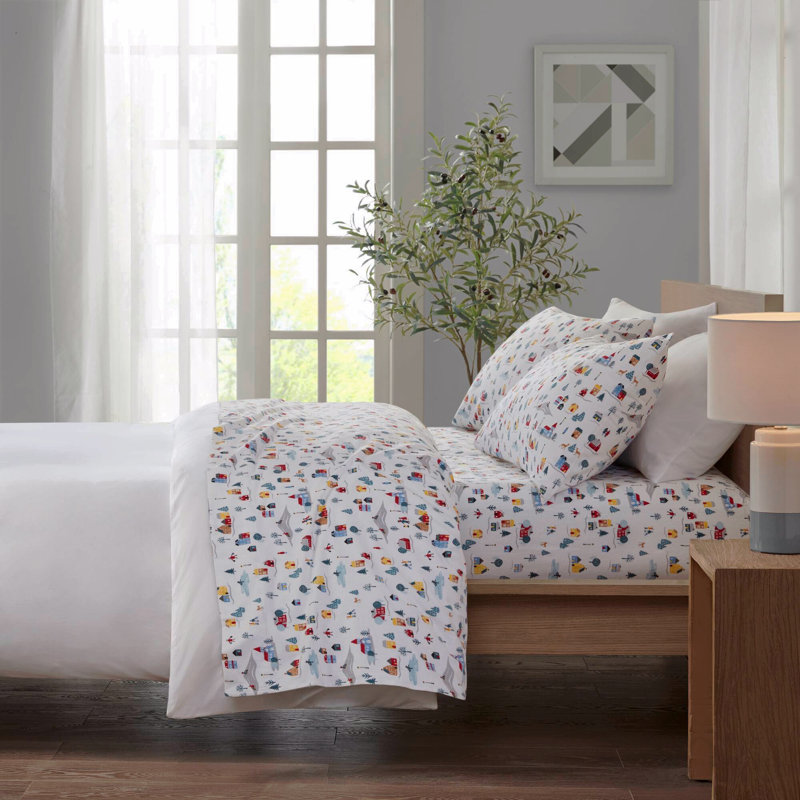 3 Pcs Twin Printed Sheet Set White Village Print