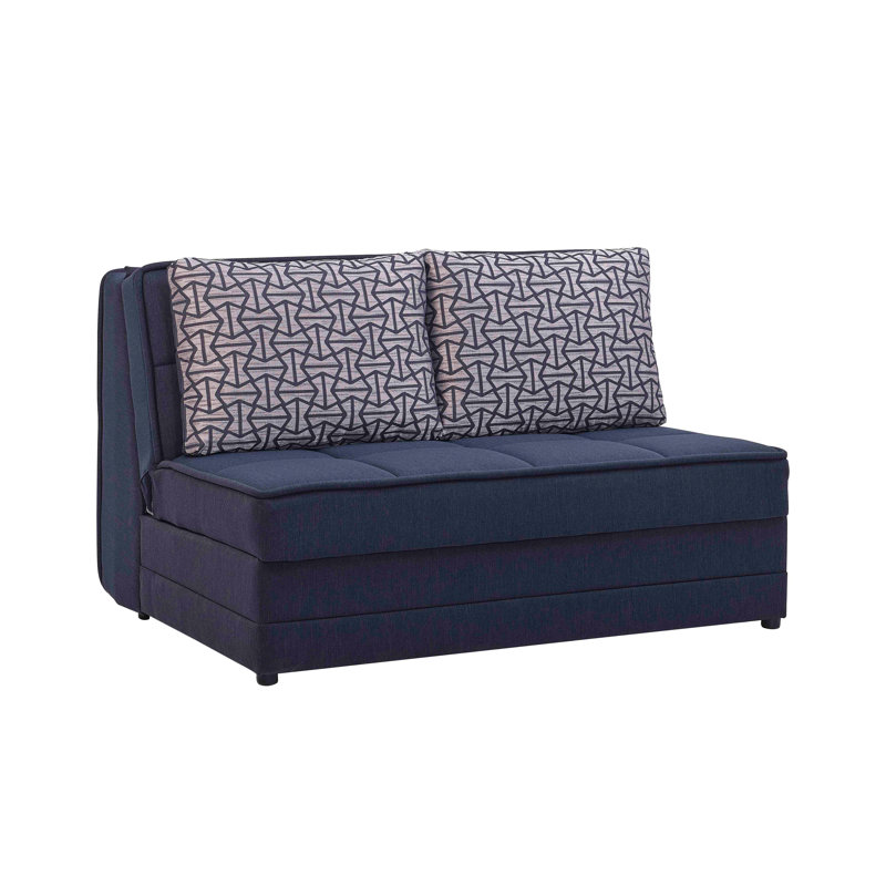 Causeuse convertible rembourrée avec rangement, bleu marine