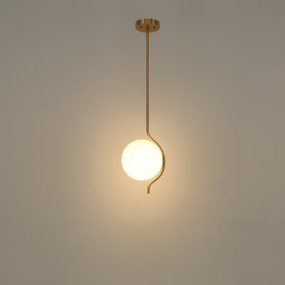 Luminaire suspendu sphérique courbé avec verre de jade blanc