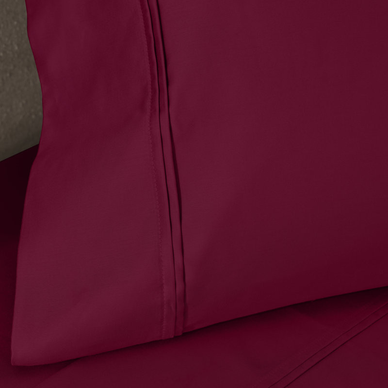 Mellark 1200 Thread Count 100% Egyptian Cotton Solid Sateen Pillowcase Set, Burgundy, King Pillowcase