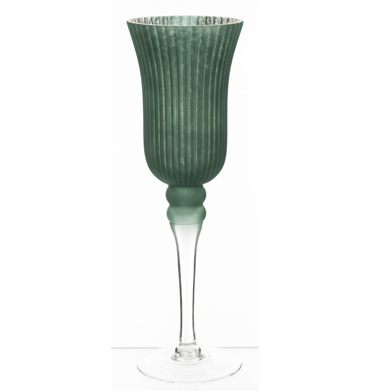 Jacksonwald Glass Tabletop, 35cm H x 12cm W x 12cm D, Silver/Green