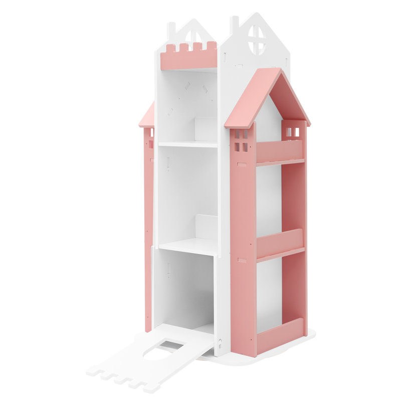 Book Display Shelf Rotating Children's Bookshelf Free Standing Standing Bookshelf, Pink/White