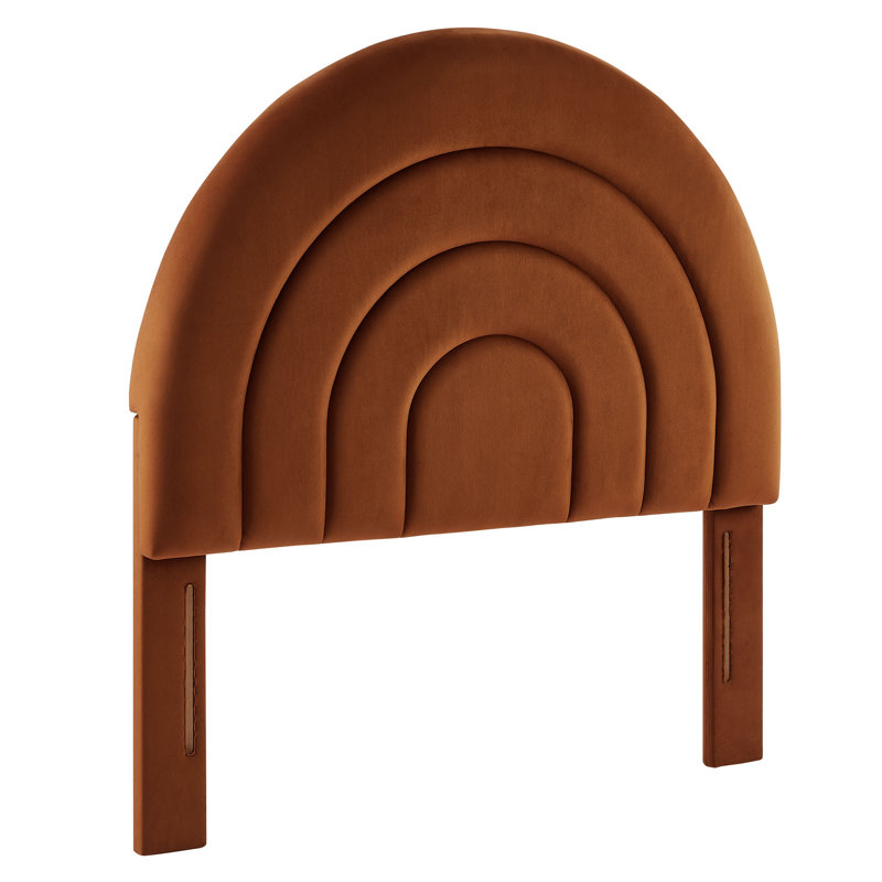 Solana Arched Performance Velvet Headboard, Rust, Twin