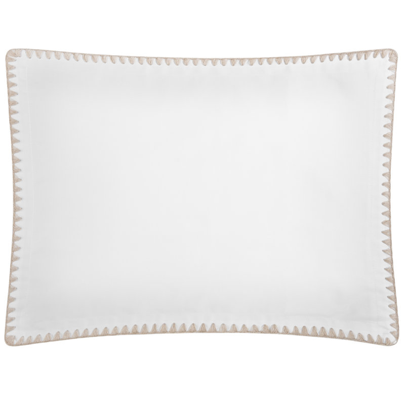 Poppy 100% Cotton Percale Shams, white/ latte, King