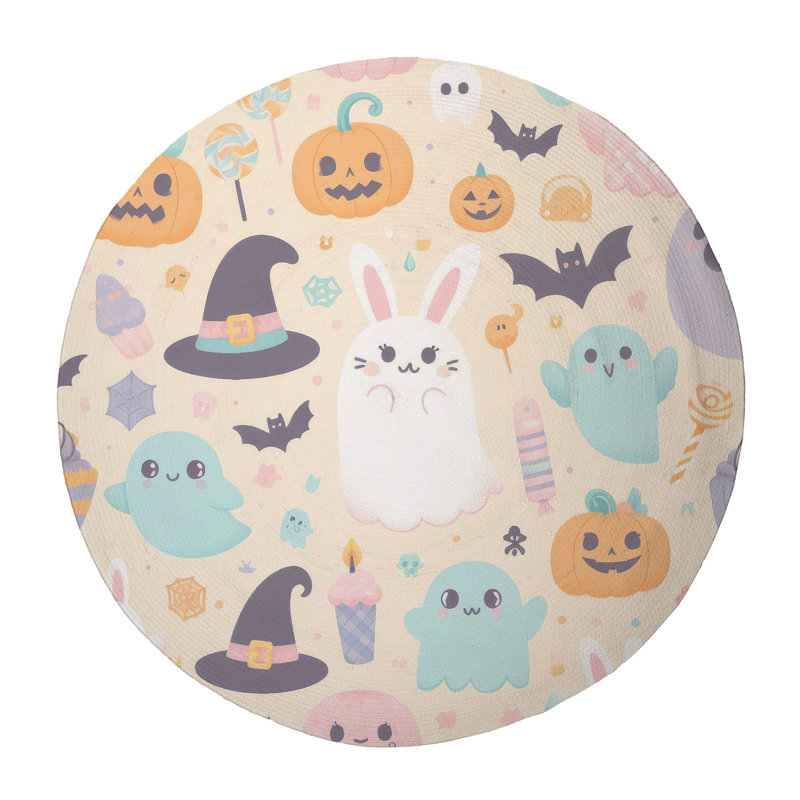 Faint Nightmare Whimsy Braided Rug, Round 5'