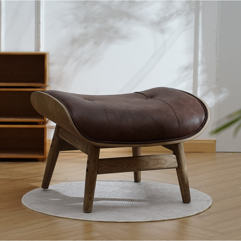 Jeyshan Upholstered Ottoman, Dark Brown Polyester
