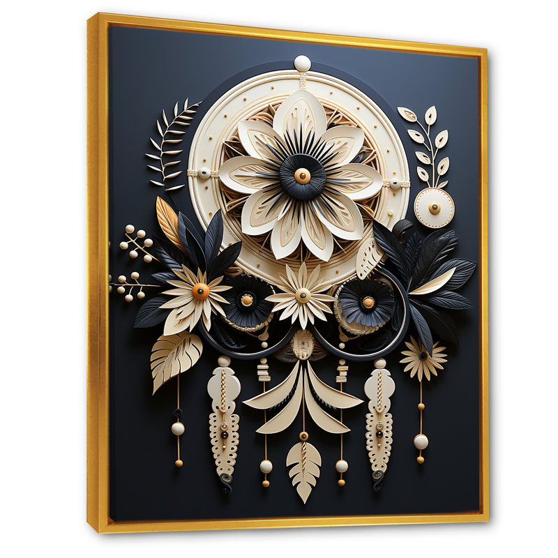 «Native American Dream Catcher I», reproduction d'art sur toile encadrée, Cadre flottant doré, H 40 po x l 30 po x P 1,5 po