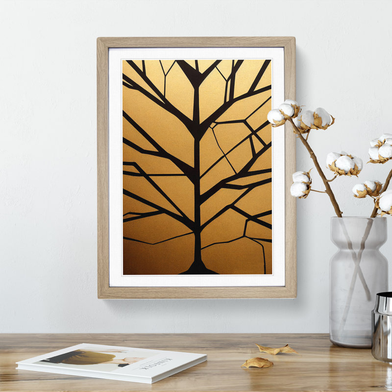 Silhouette of a Tree No.3 - Framed Print, 34cm H x 25cm W x 2cm D, Oak Framed