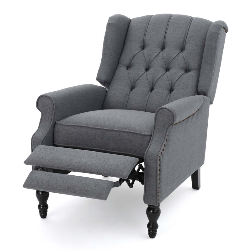 Fauteuil inclinable capitonné en tissu, Tissu gris anthracite
