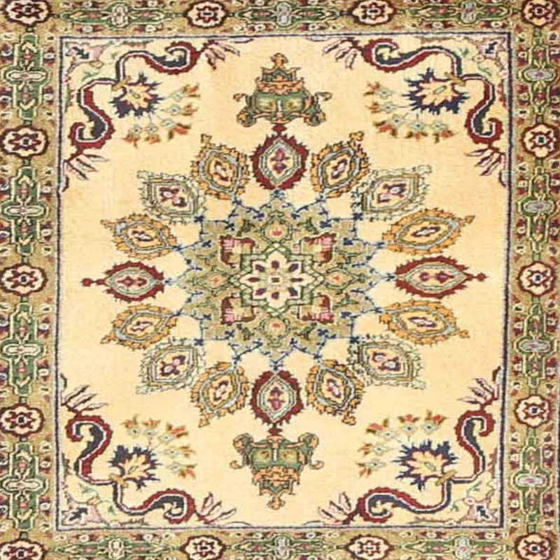 Tapis oriental beige / rouge / brun, Rond 8 pi