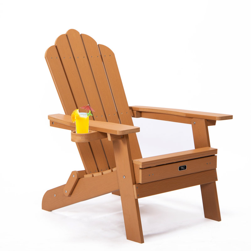 Tale Chair With Retractable Footrest And Cup Holder, , Brown For Garden Deck Patio Folding , Low Maintenance, Porch Lawn