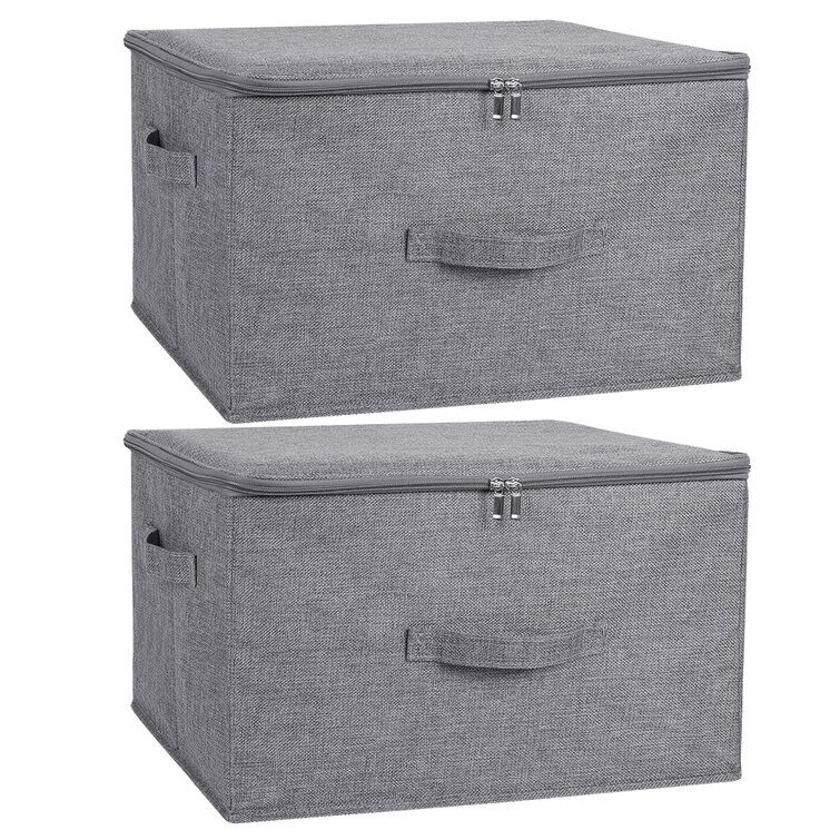 Linen Fabric Storage Box Cube Double Zipper Closure Storage Box for Storage  Rooms & Laundry Areas Large