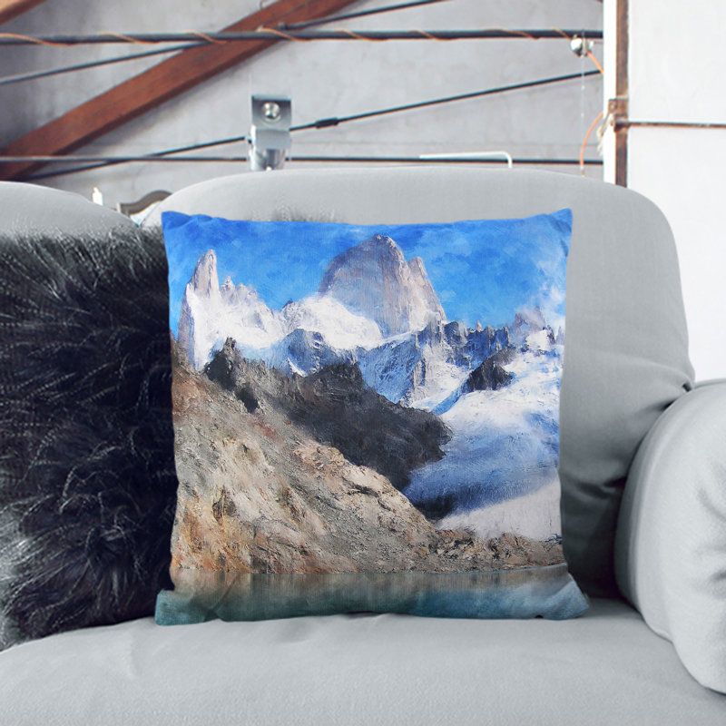 Glacier In Argentina Painting Square Throw Cushion, 55cm H x 55cm W x 20cm D