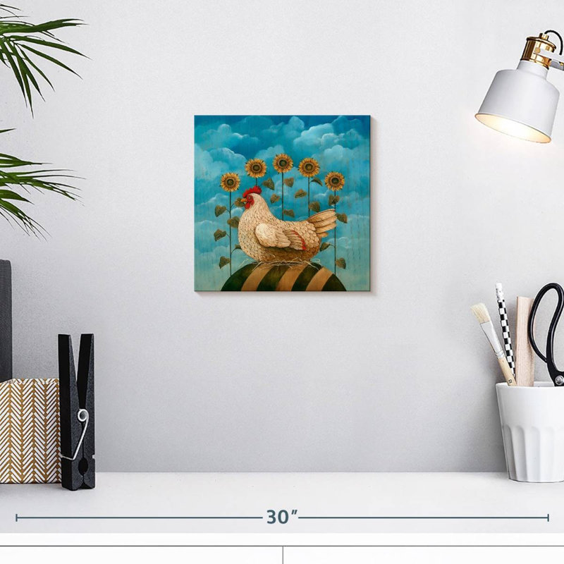 Corbeau de poulets et de tournesols
