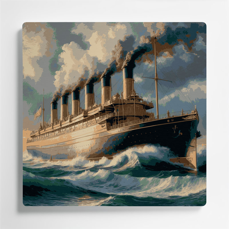 "Transport", bateaux à vapeur rétro, art mural en métal gris, H 8 po x l 8 po x P 0,05 po