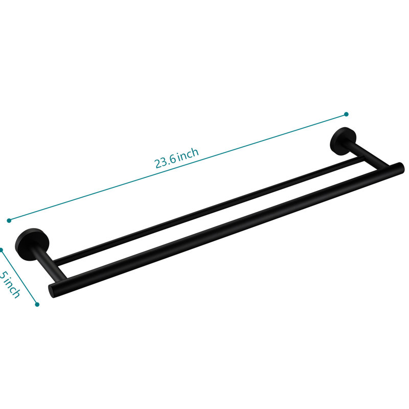 Barre à serviettes en acier inoxydable, noir mat - Améliore l'organisation et le style de la salle de bain en acier, pratique pour le rangement à la maison