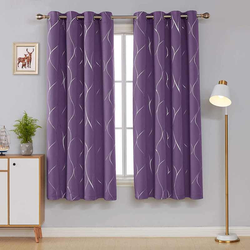Kellda Thermal Room Darkening Polyester Curtain Panels, 42" W x 63" L, Lavender Pink