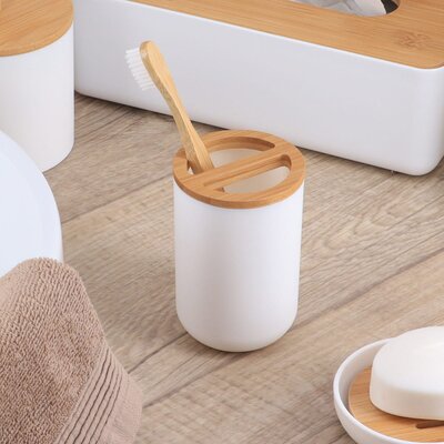 PADANG Toothbrush Holder & Toothpaste Holder with Bamboo Top -  Evideco, 6374210