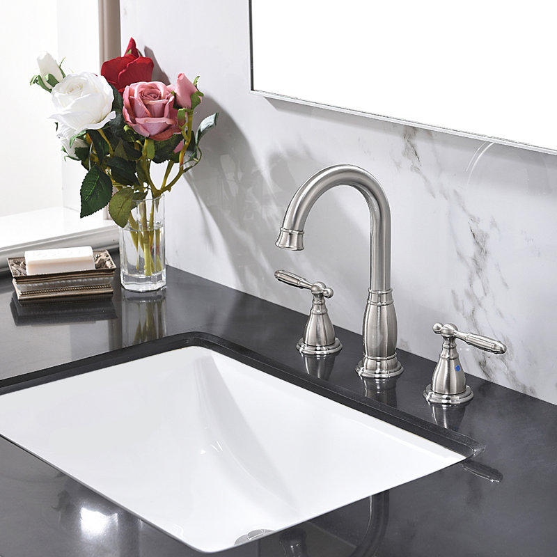 Widespread 2-handle Bathroom Faucet with Drain Assembly, Brushed Nickel