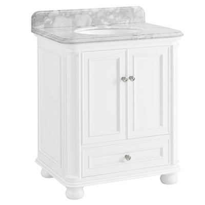 Meuble-lavabo simple 30 po avec plateau en marbre de Carrare Sevrin