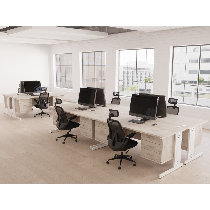 Inbox Zero Fabric Office Chair with Headrest, Black