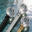 Adjustable Single Curtain Rod With Crystal Netted Finials, Heavy Duty 1 Inch Diameter Metal Drapery Rod For Windows, 2 Pack-2080424267
