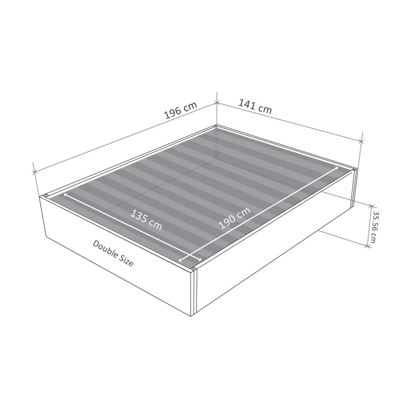 McLaglen Upholstered Bed, Grey, 135 x 190 cm