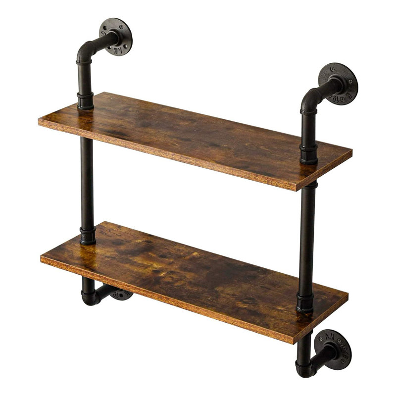 Tablettes murales flottantes, tablettes en bois rustique à 2 niveaux pour chambre à coucher, salle de bain, salon, cuisine