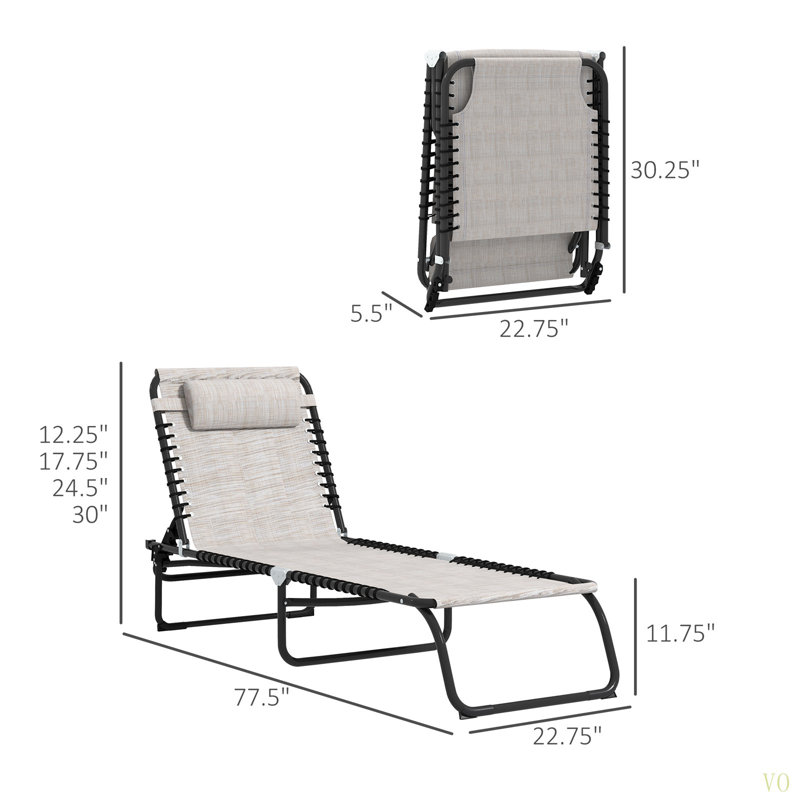 Ensemble de 2 chaises longues pliantes Outsunny, Beige