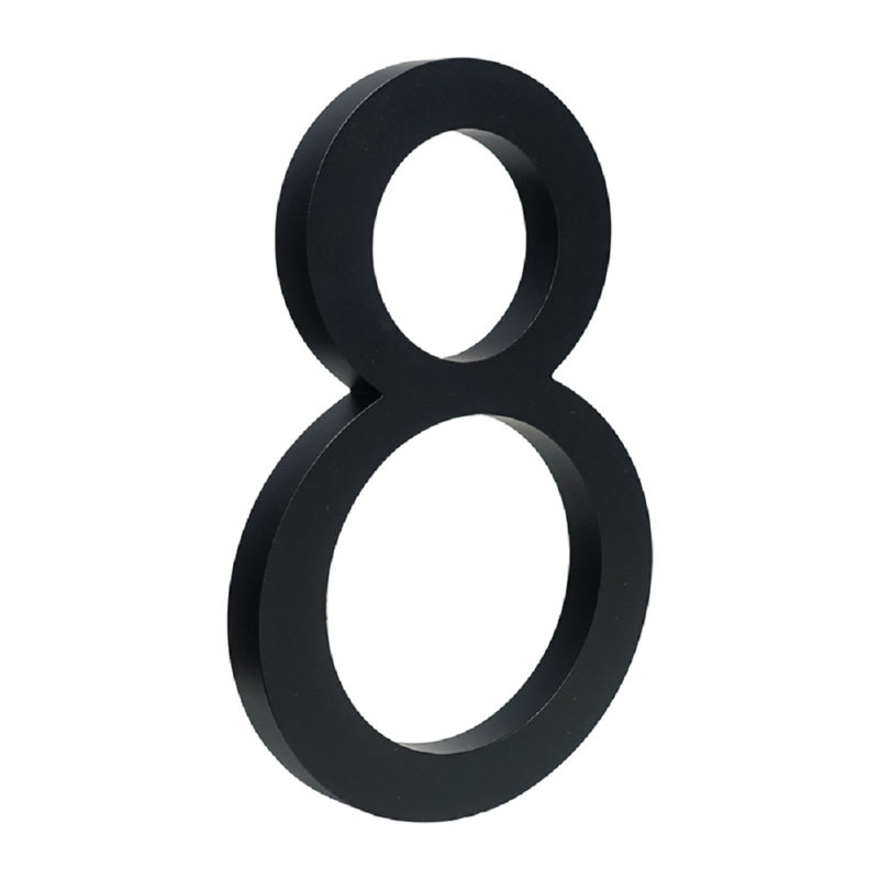 Numéro de maison flottant en métal 6 po, Noir, 8