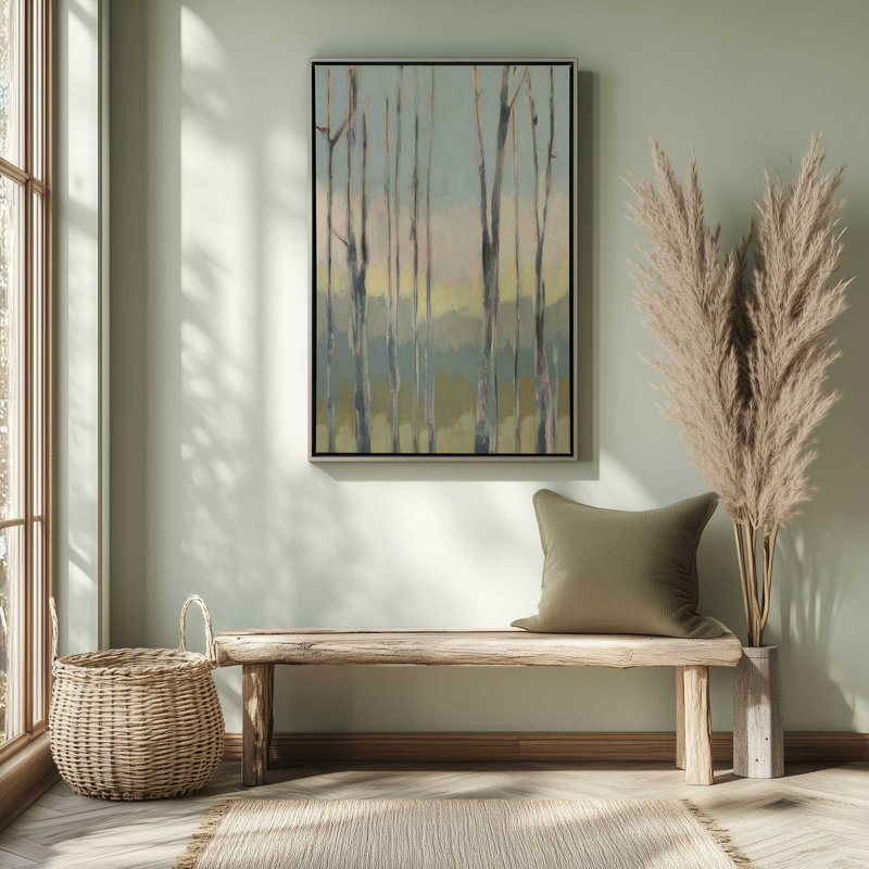 Gentle Light Between Trees I Canvas Print in a Frame, Polished Gold, 30.75" H x 20.75" W