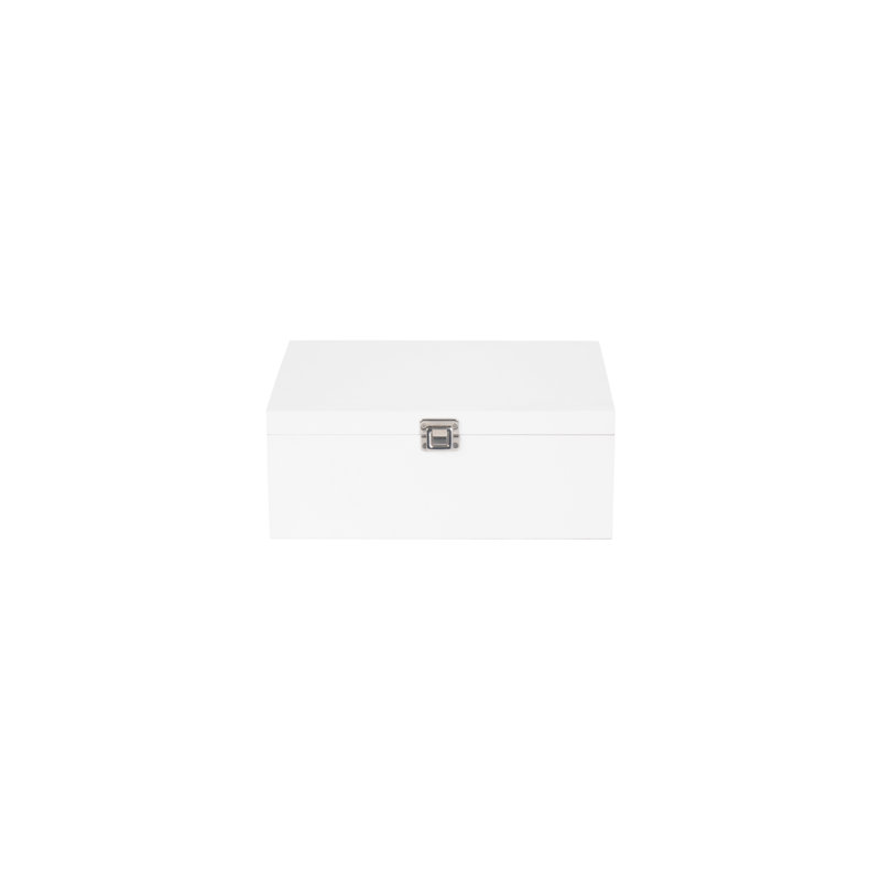 Wooden Storage Box with Lid, 27cm W x 36cm D, White Wash