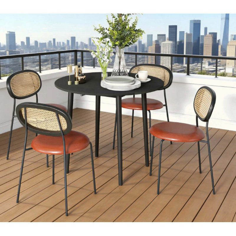 Round Drop Leaf Folding Kitchen Dining Table, Space-Saving Table for Small Spaces, Apartments