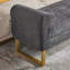 Banc avec repose-pieds en chenille avec accoudoirs et pieds en métal Chenille pour chambre à coucher, bout de lit, fenêtre de salon et vestibule-131408626