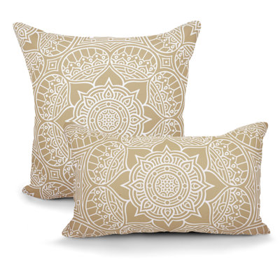 Decorative Indoor/Outdoor Weatherproof Throw Pillows Cushions With Inserts – Set Of 2 (18X18 & 12X20 Inches)