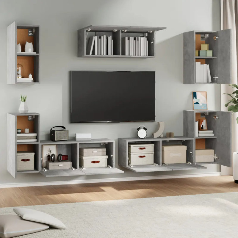 Lostant Unfinished Floating TV Stand for TVs up to 32", Concrete Grey