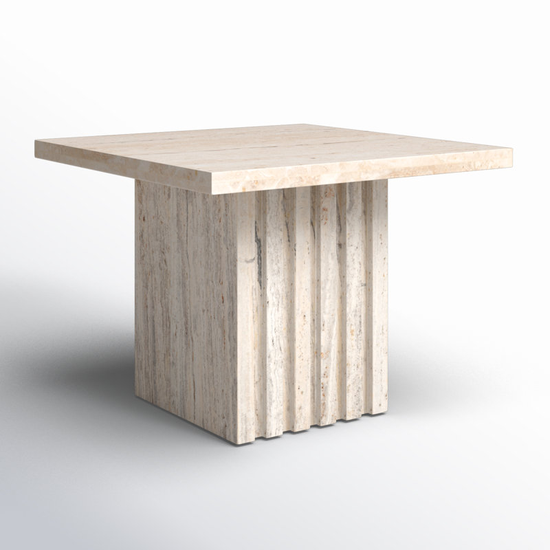 Grande table d'appoint en marbre Pristina, Beige, H 16 po x l 21 po x P 21 po