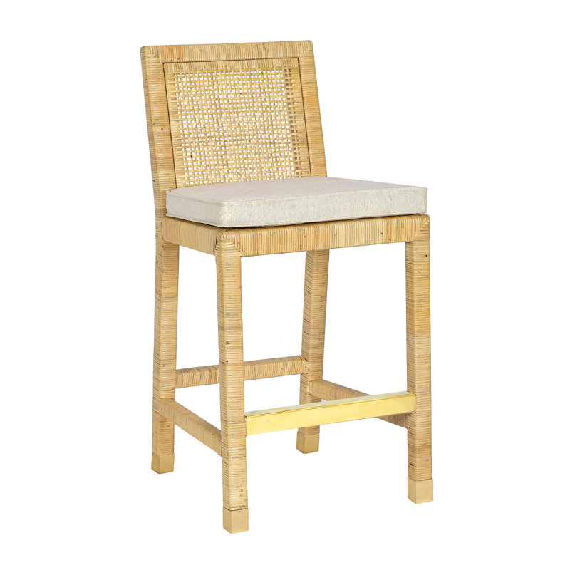 Amara Cream Linen Dining Stool, Counter Stool (24.2” Seat Height)