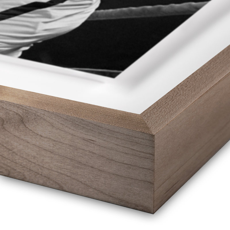 Muhammad Ali Punching Joe Frazier by Getty Images, Rustic Walnut Framed, 30" H x 40" W