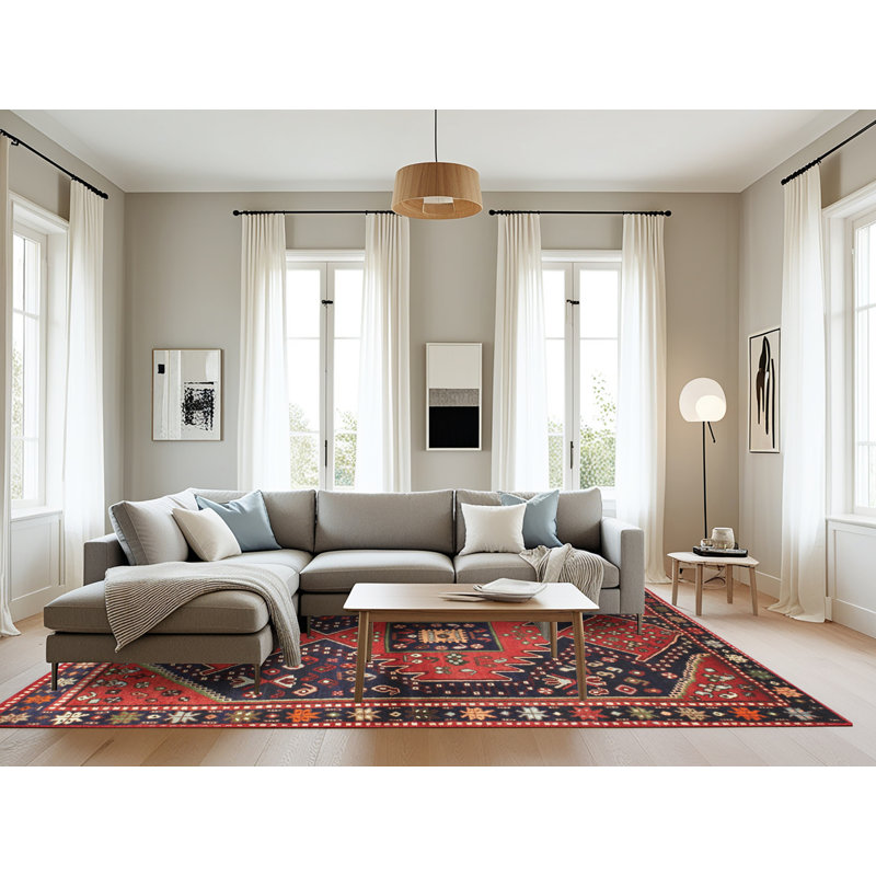 Tapis traditionnel rouge / beige, Rectangle 8 pi x 12 pi