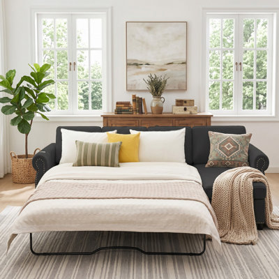 Canapé-lit modulaire réversible 106 po avec matelas en mousse à mémoire de forme, canapé-lit 4 places avec méridienne de rangement et charge intégrée