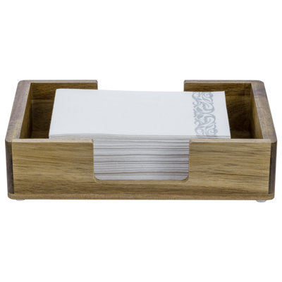 Acacia Wood Tabletop Folded Paper Storage Towel Tray