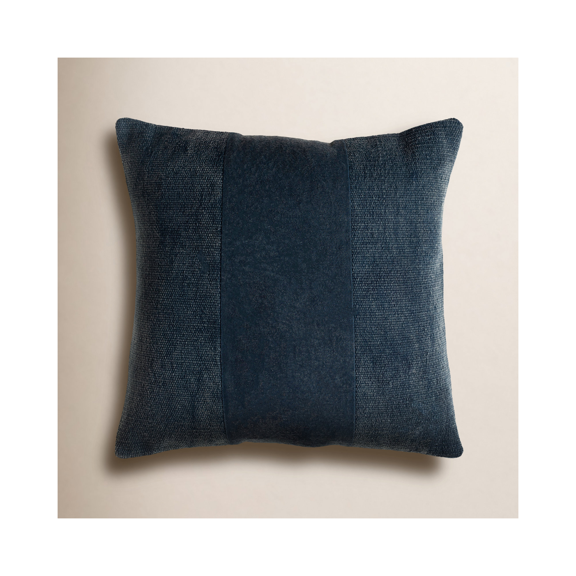 Dunbar Cotton Throw Pillow, 18" x 18", Navy, Down Fill