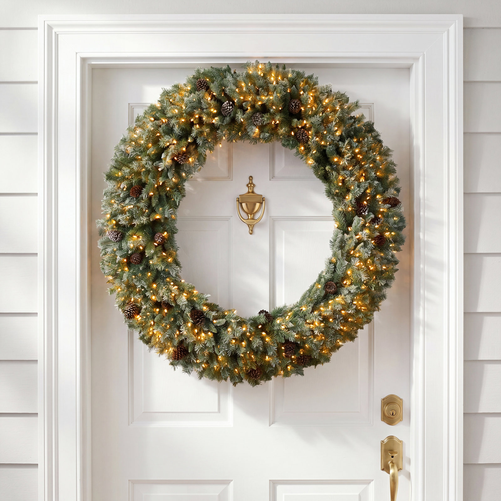 72'' Faux Pine Lighted Wreath