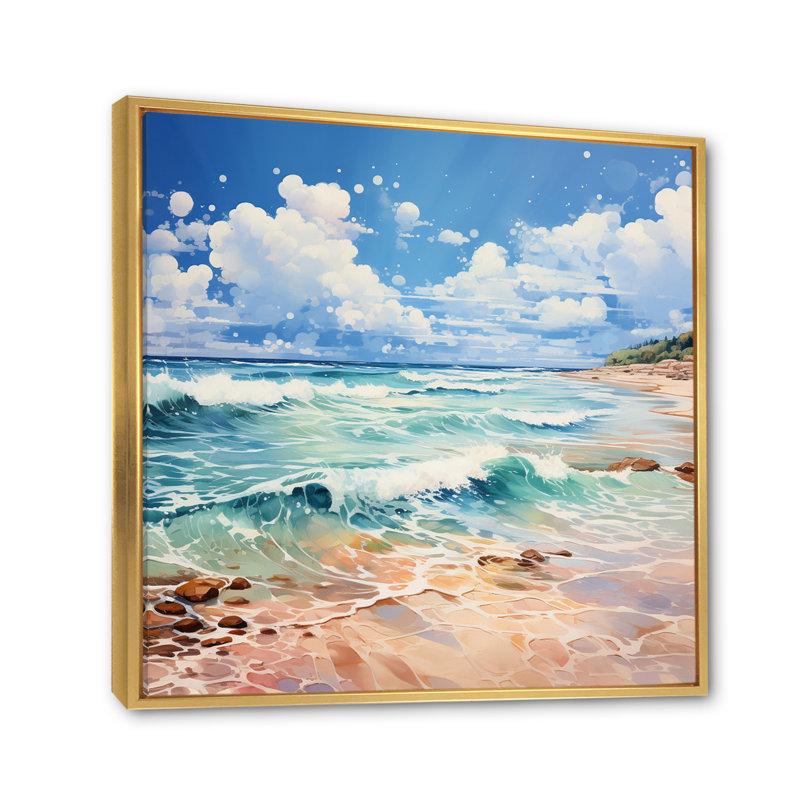 Relaxing Beach Breezes II - Nautical & Beach Canvas Print, H 16 po x l 16 po x P 1 po, Cadre flottant doré