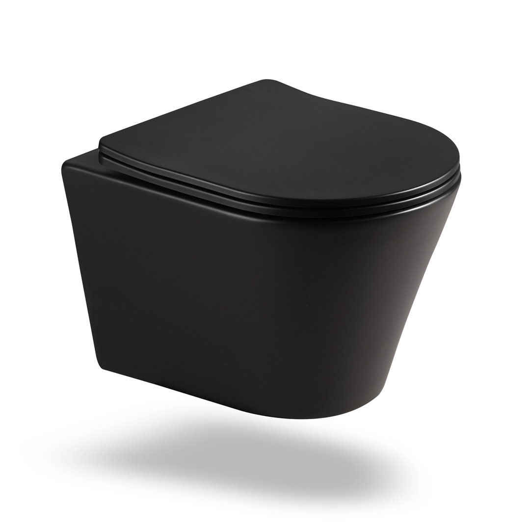 Rimless black toilet rimless wall-hung toilet with toilet seat