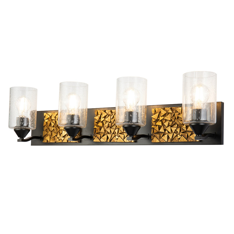 Bocage 4 Light Silver Bath Bar, Black/Gold