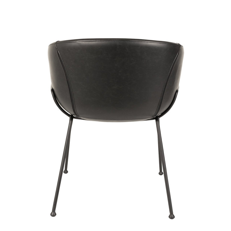 Feston Barrel Chair, Black Faux Leather
