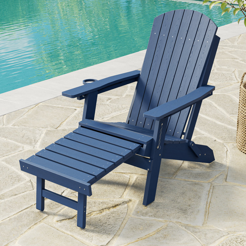 Chaise pliante Adirondack avec repose-pieds rétractable et porte-gobelet, réglable à 3 positions pour le patio, assise extérieure toutes saisons