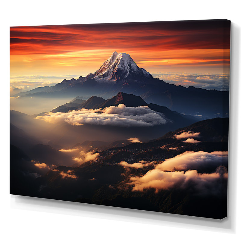 Coucher de soleil sur le mont Kinabalu, reproduction d'art sur toile, H 32 po x l 24 po x P 1 po, Toile tendue